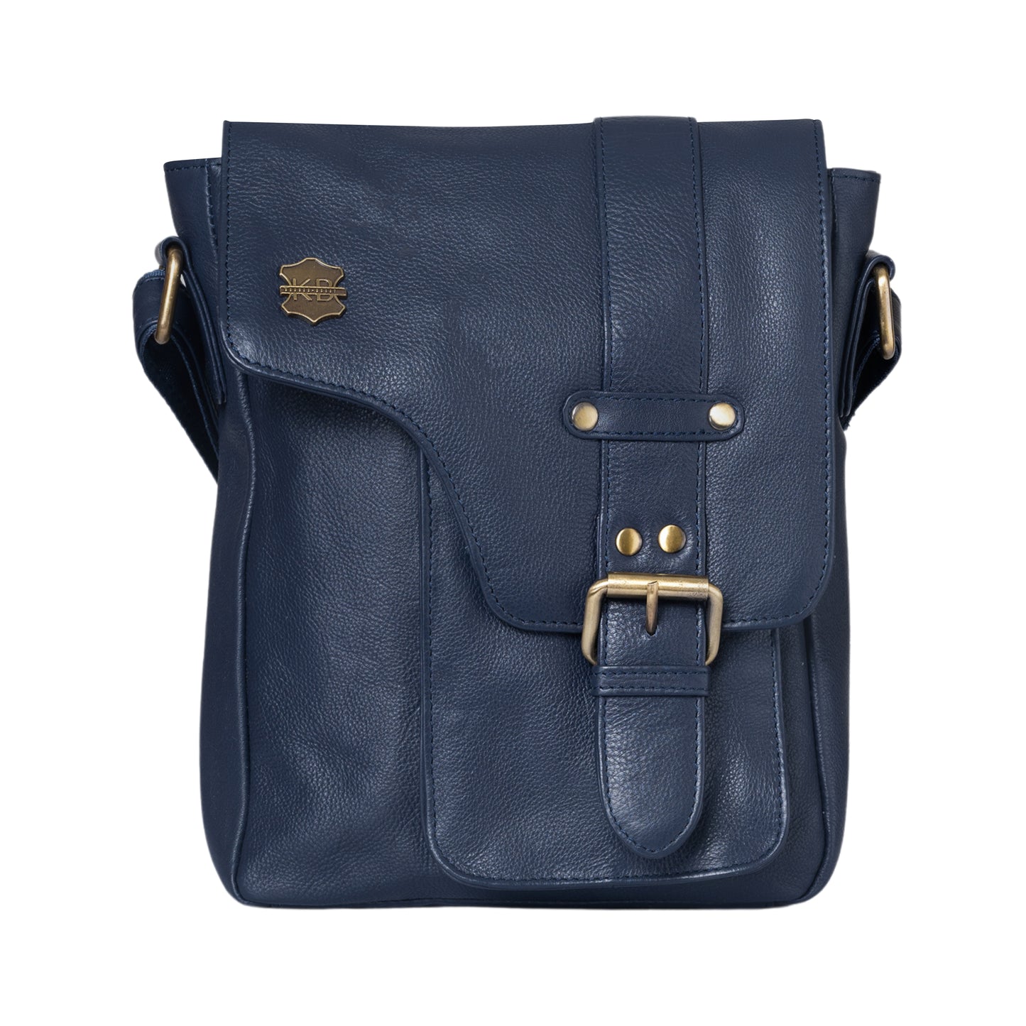 Kuger-Brent Prescott Navy Genuine Leather Unisex Sling Bag