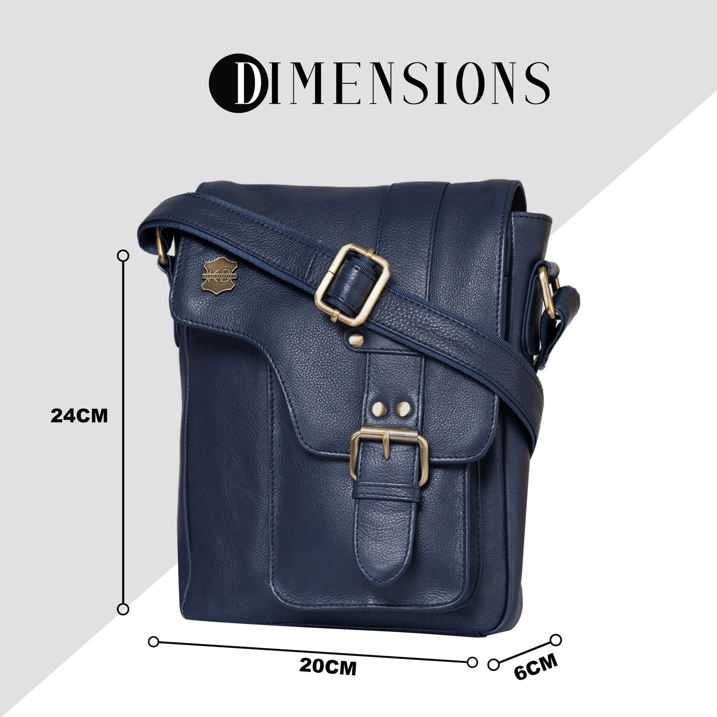 Kuger-Brent Prescott Navy Genuine Leather Unisex Sling Bag