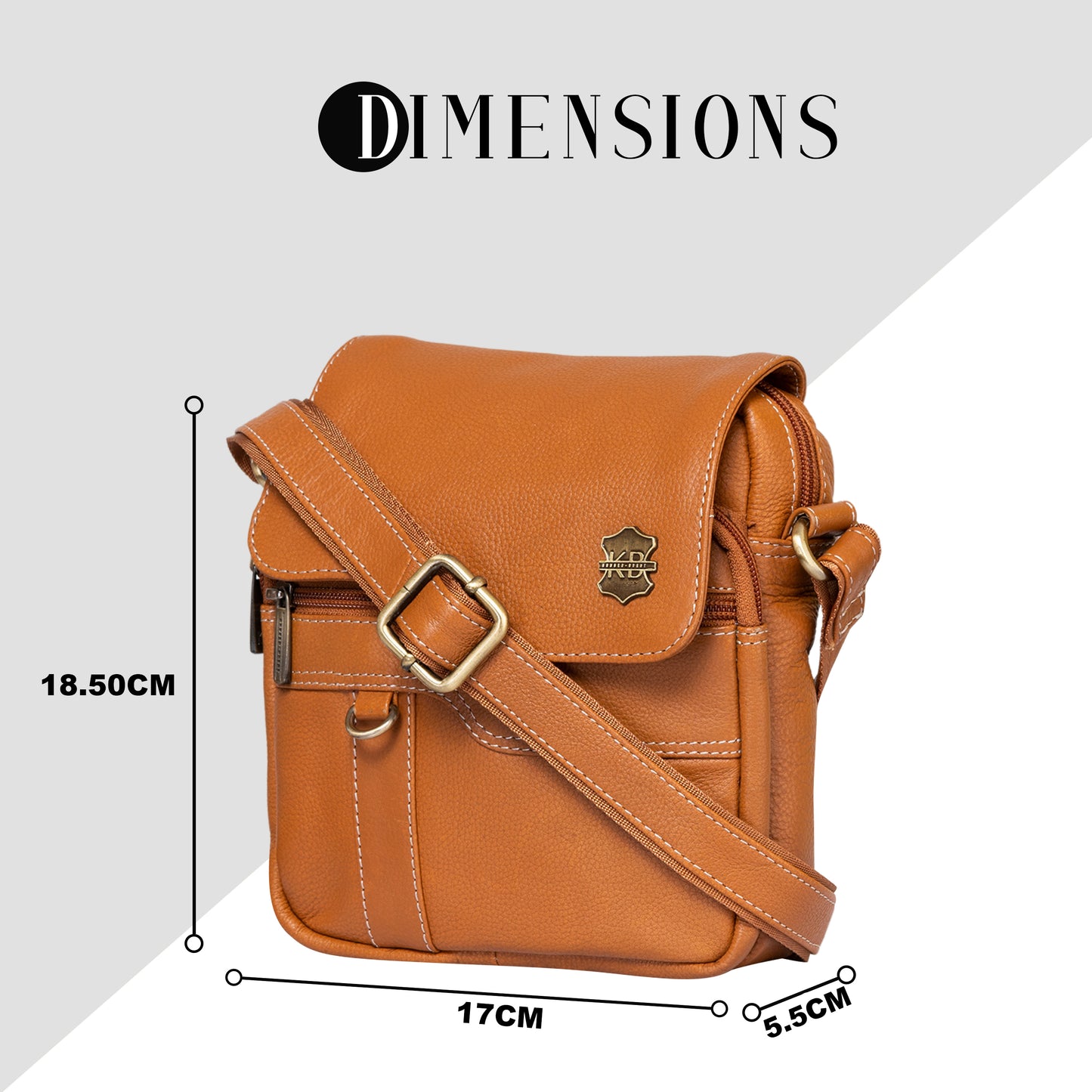 Kuger-Brent Aspen Cognac Genuine Leather Unisex Sling Bag