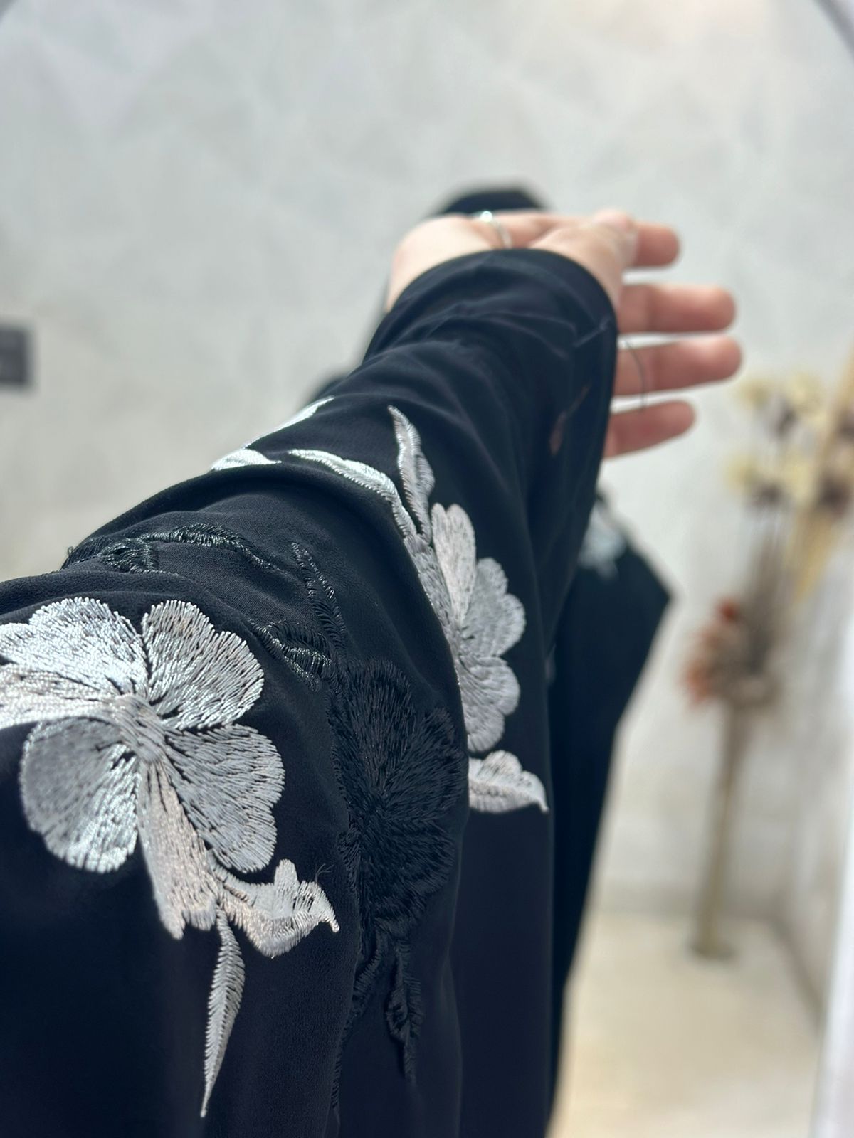 Indonesian Heavy Diamond Chiffon Black Abaya Burqa Floral Elegance and Dubai Style