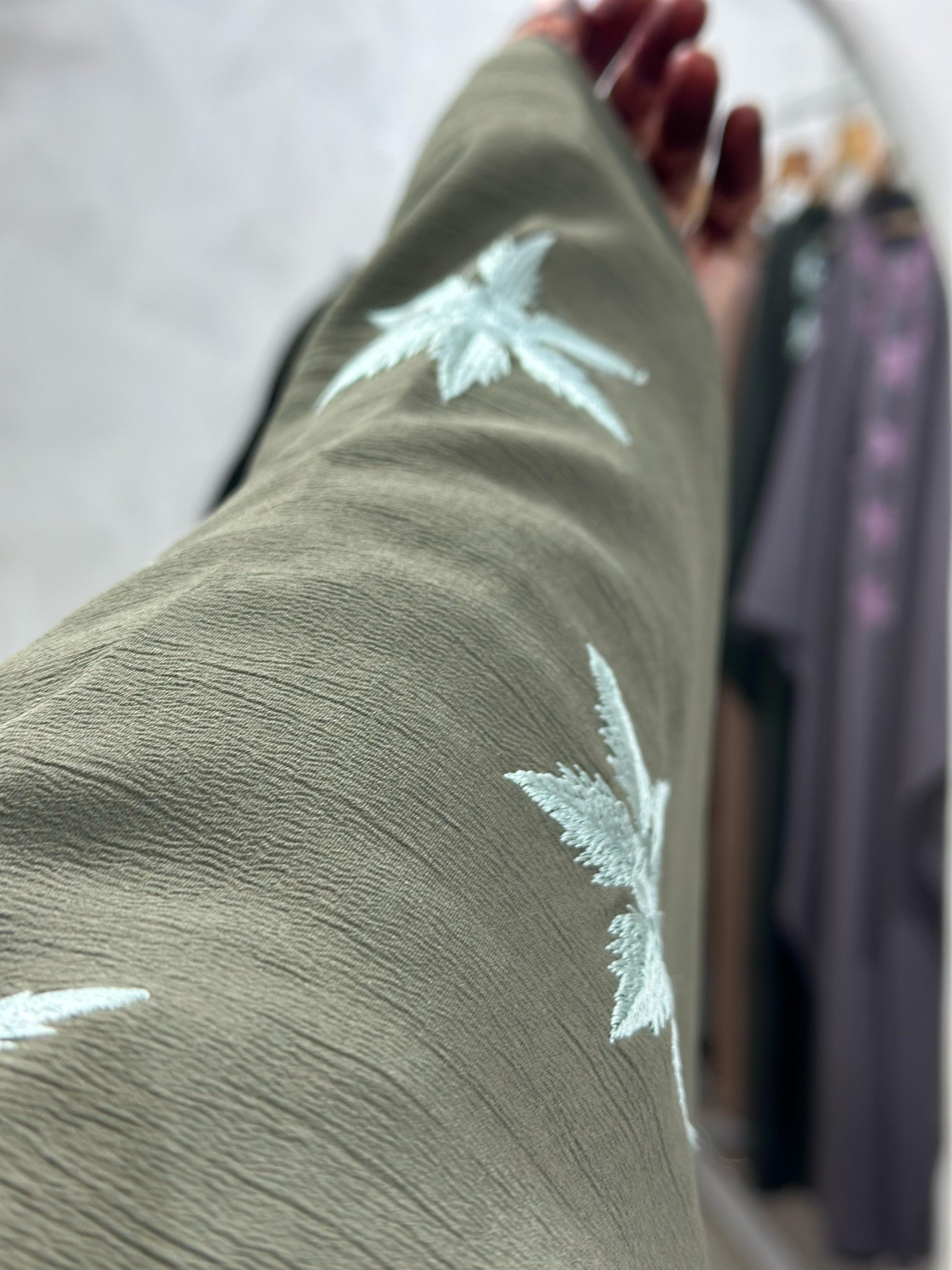 Butterfly Embroidered Kaftan Abaya Set - Cye Crush Fabric, Dubai Style