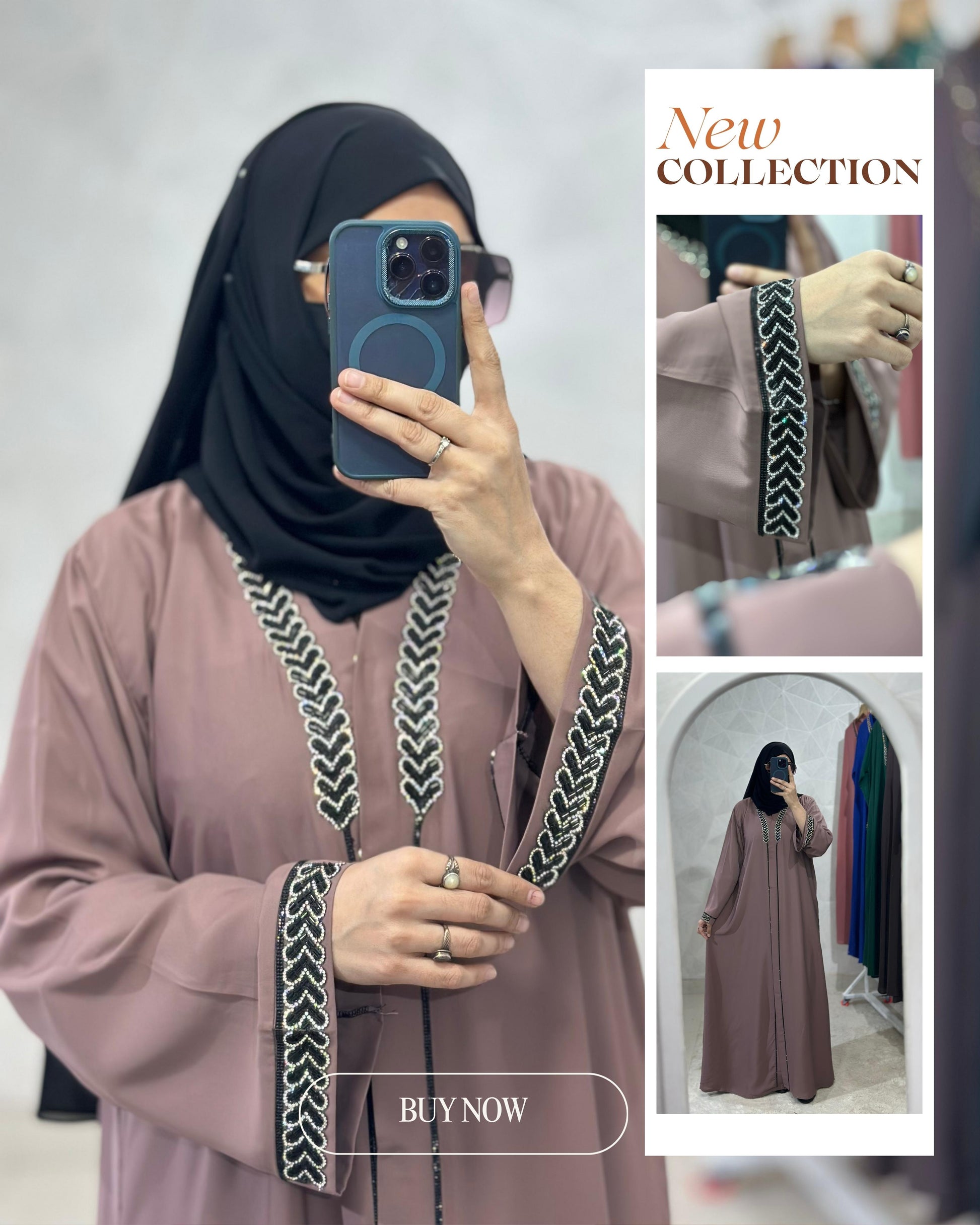Dubai Lace Abaya – Front Open | Cherry Fabric Perfection With Stall