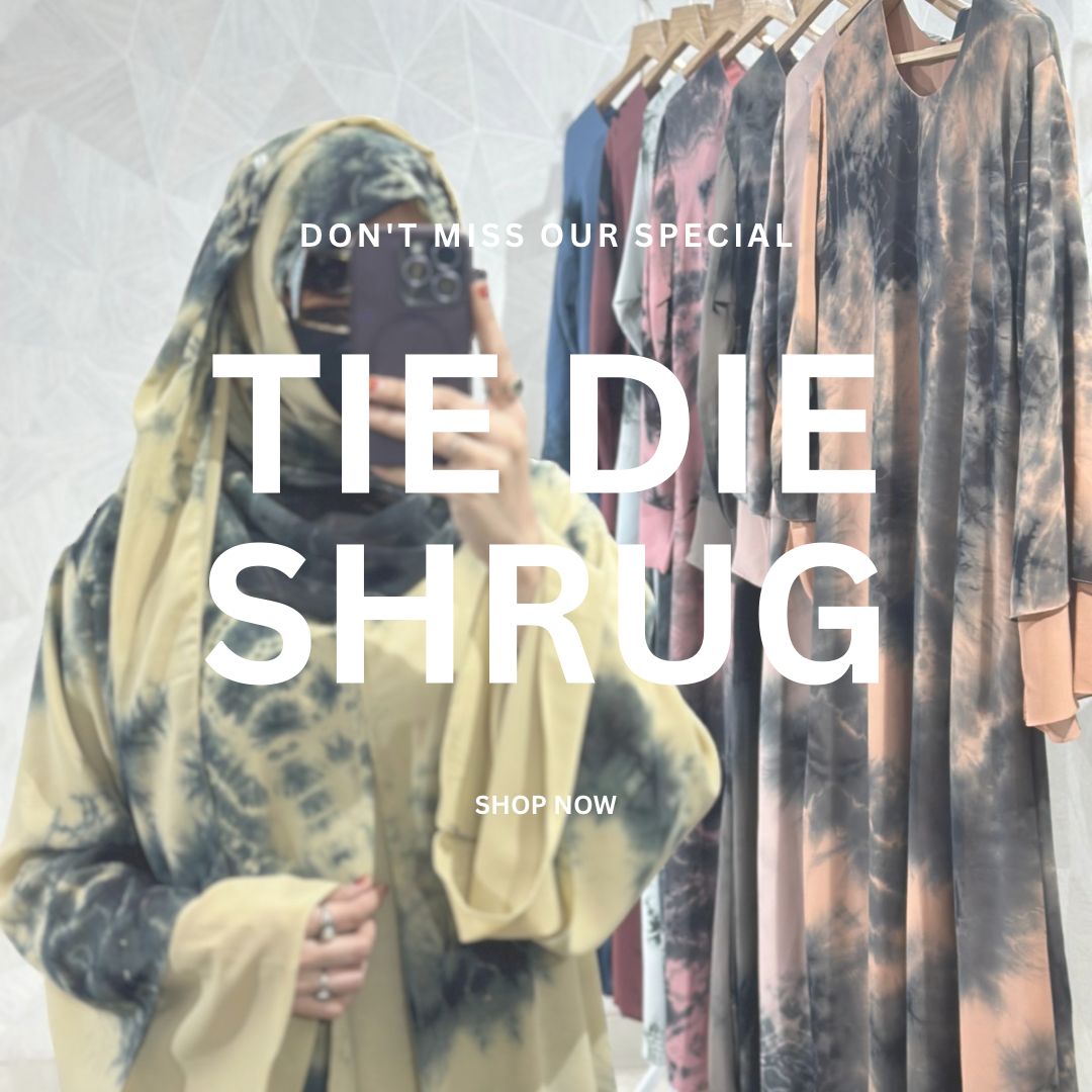 Dubai Style Double-Layered Tie Dye Printed Diamond Chiffon Abaya - Elegant Shrug Design with Layered Sleeves