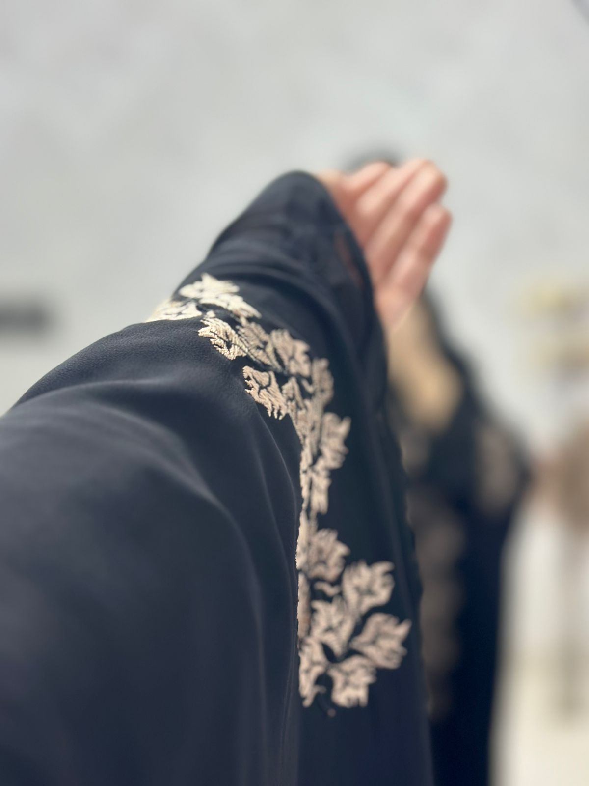 Indonesian Heavy Diamond Chiffon Black Abaya Burqa Floral Elegance and Dubai Style