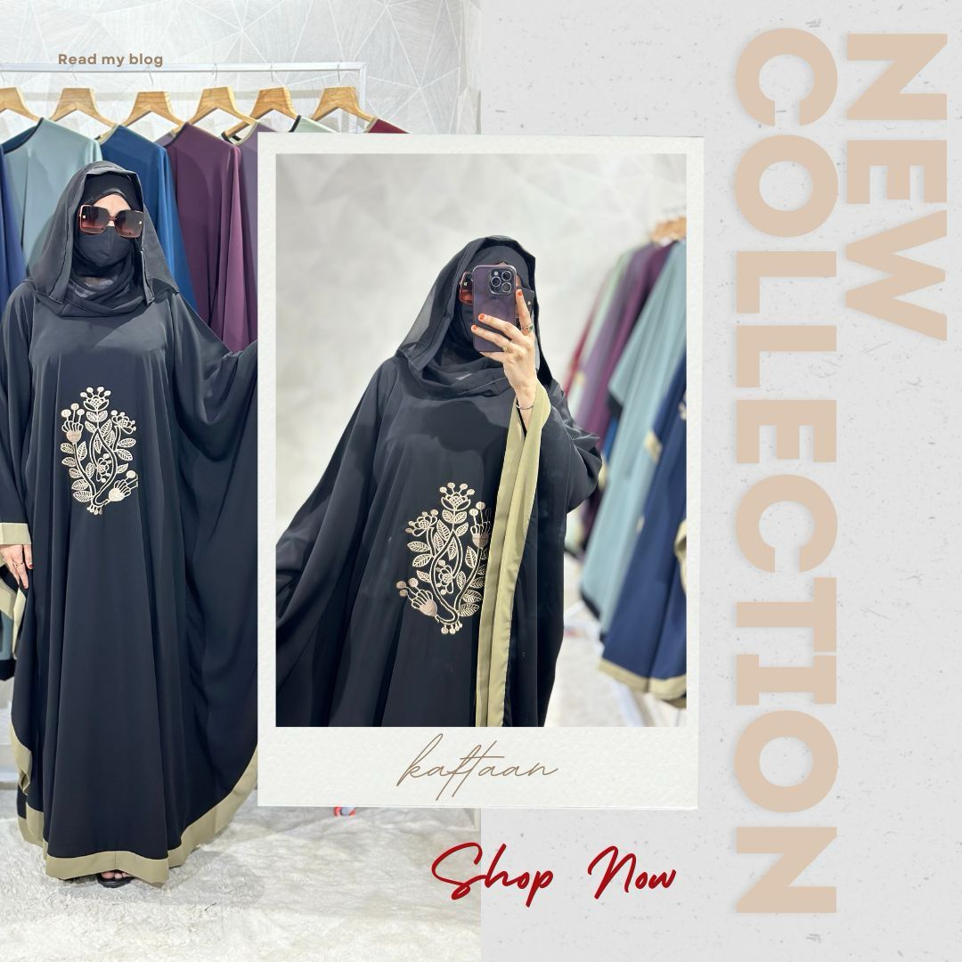 Dubai Style Firdaus Floral Embroidered Black Kaftan Abaya - Elegant Summer Wear