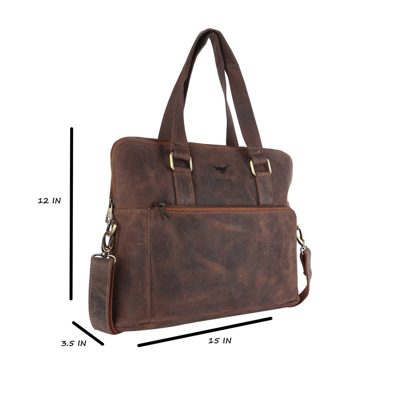 Pinato Genuine Leather Cognac Messenger Laptop Bag for Men & Women (PL-3918)