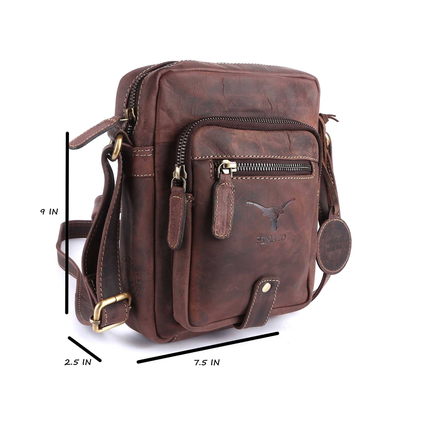 Pinato Genuine Leather Messenger Bag Brown for Women & Men (PL-5716)