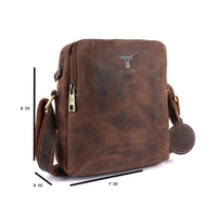 Thumbnail for Pinato Genuine Leather Camel Messenger Bag for Men & Women (PL-5818)