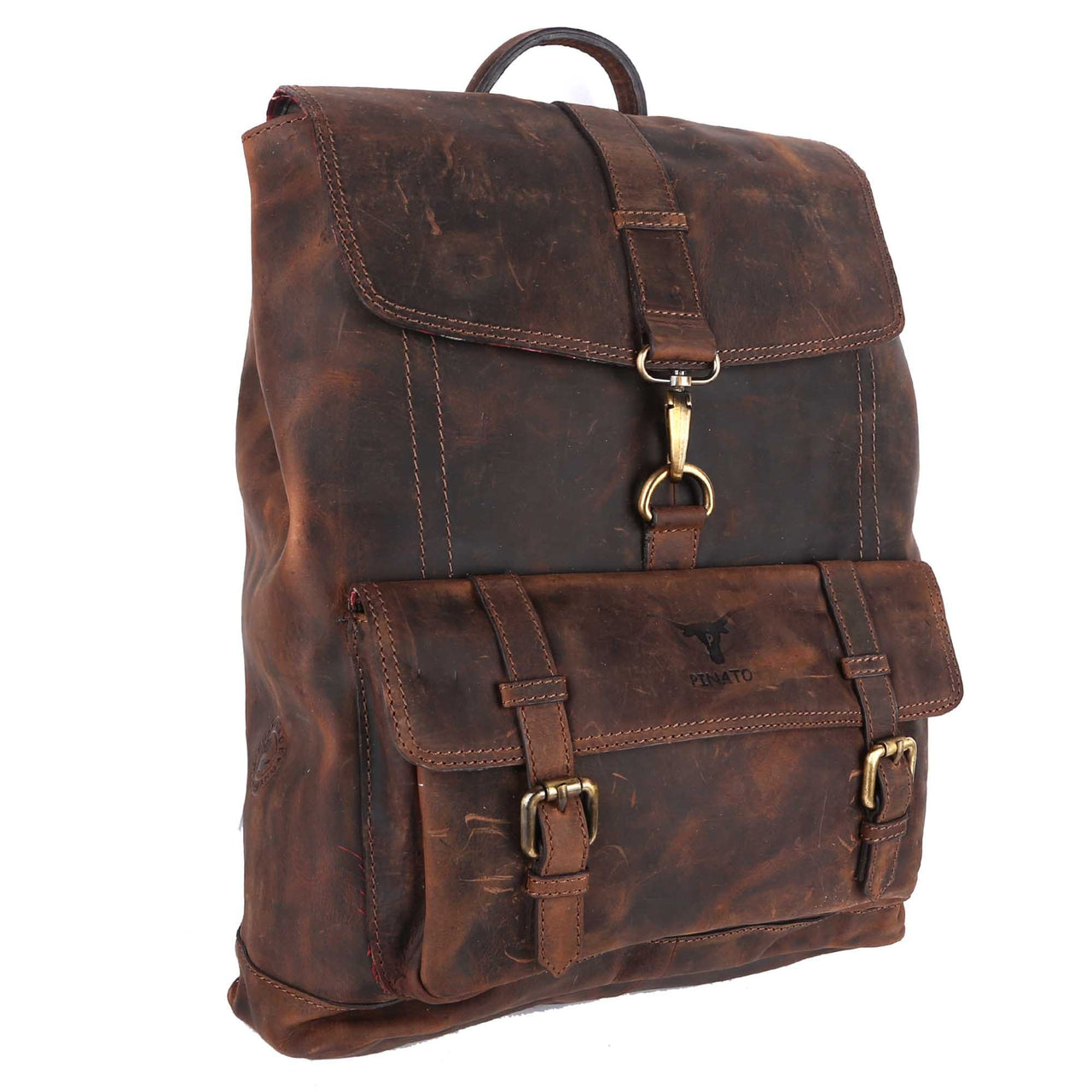 Pinato Genuine Leather Cognac Backpack for Men & Women (PL-7717)