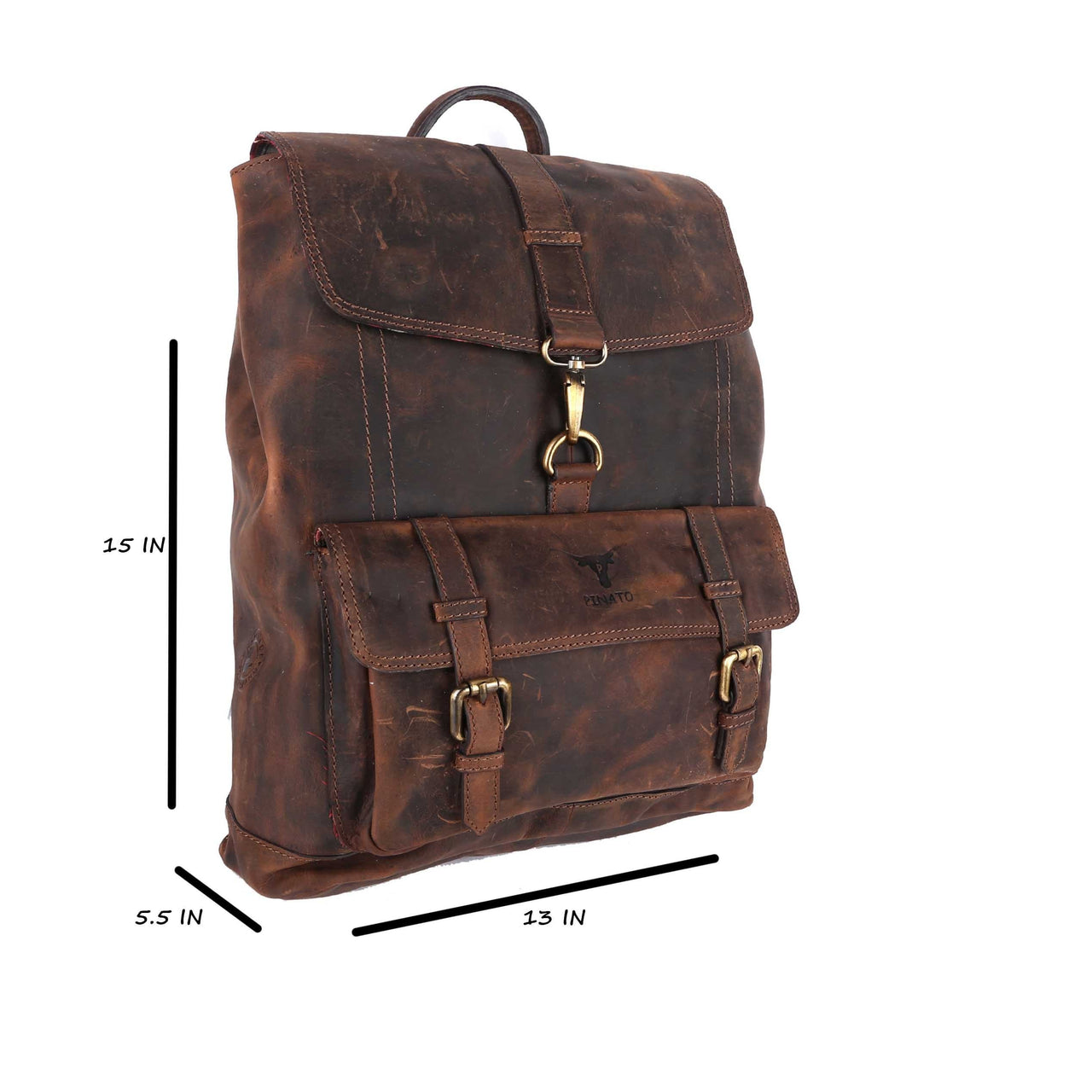 Pinato Genuine Leather Cognac Backpack for Men & Women (PL-7717)