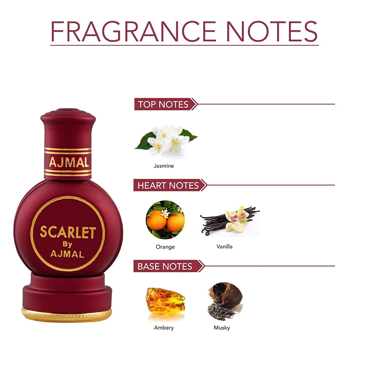 Ajmal Scarlet Attar 12ml Notes