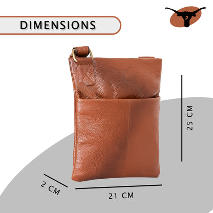 Pinato Genuine Leather Messenger Bag Tan Brown for Women & Men