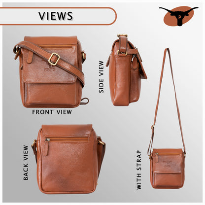 Pinato Genuine Leather Messenger Bag Tan Brown for Women & Men