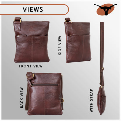 Pinato Genuine Leather Messenger Bag Dark Chocolate for Women & Men
