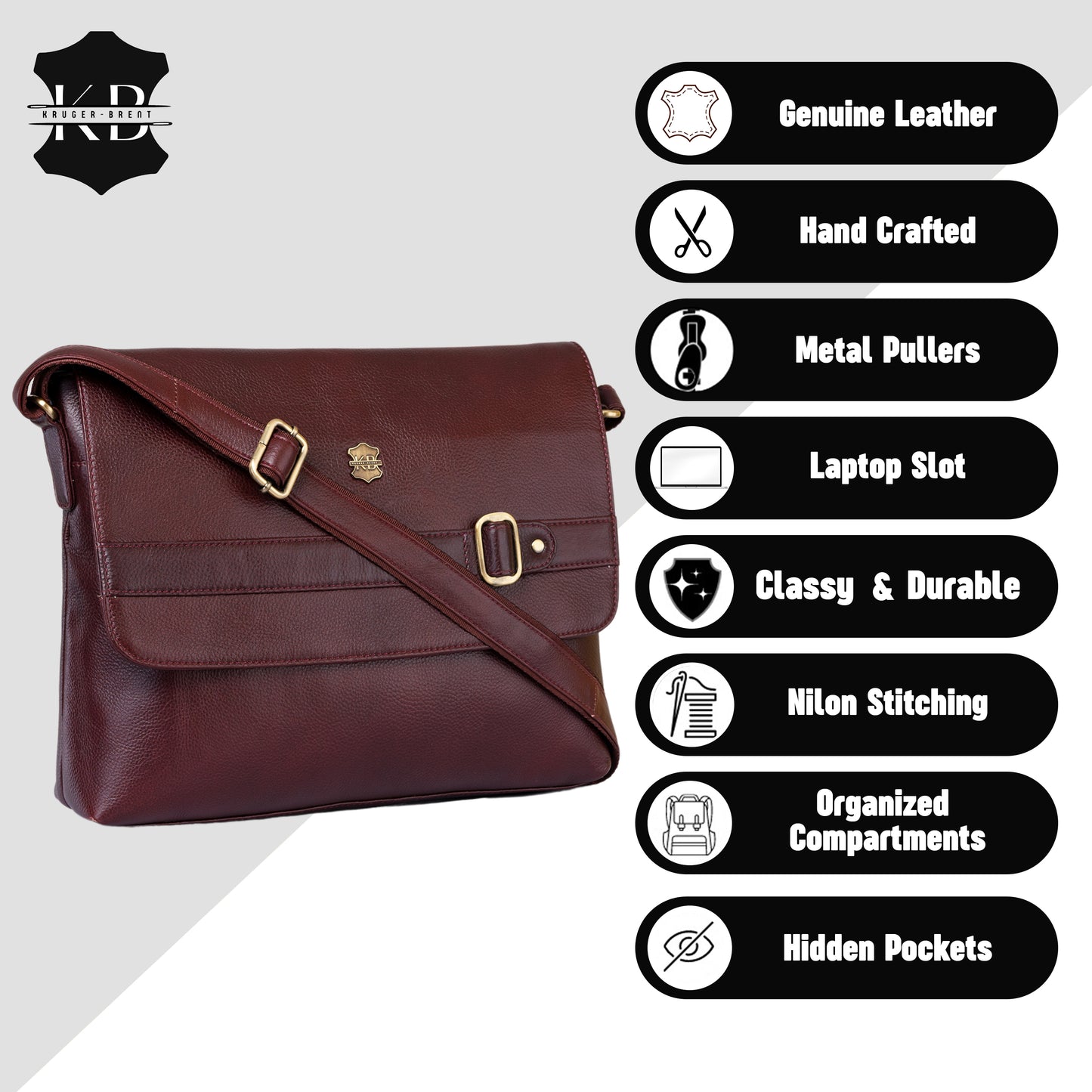 Kuger-Brent Dionysus Wine Genuine Leather Unisex Messenger Bag