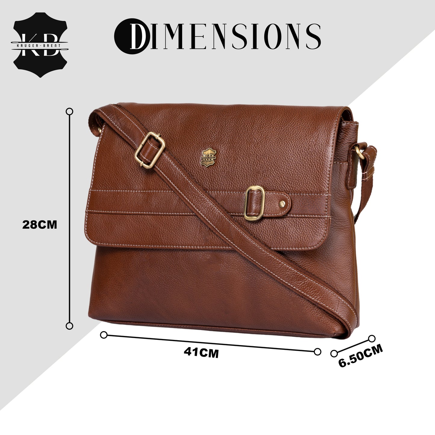 Kuger-Brent Dionysus Cognac Genuine Leather Unisex Messenger Bag