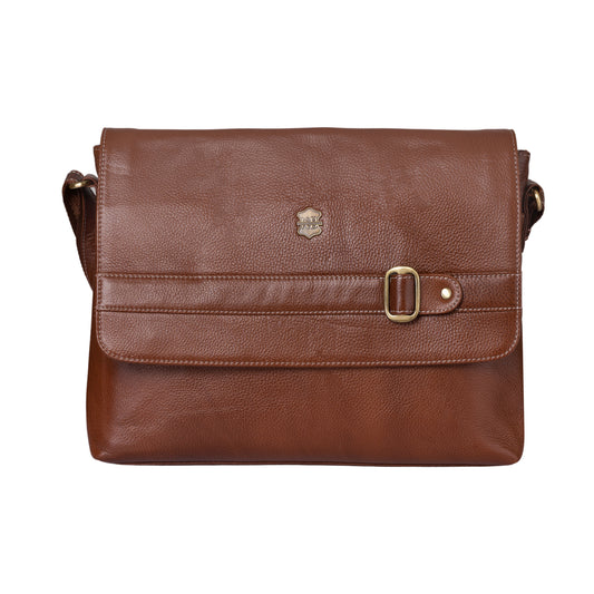 Kuger-Brent Dionysus Cognac Genuine Leather Unisex Messenger Bag