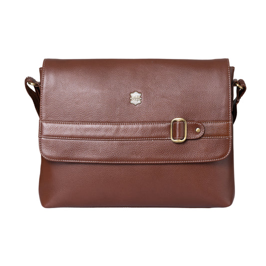 Kuger-Brent Dionysus Brown Genuine Leather Unisex Messenger Bag