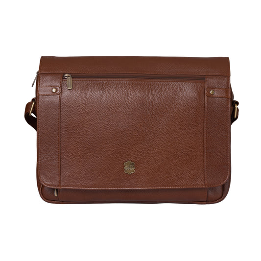 Kuger-Brent Cronus Cognac Genuine Leather Unisex Messenger Bag