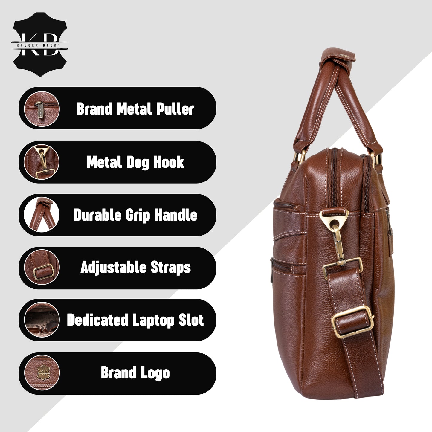 Kuger-Brent Terra Cognac Genuine Leather Unisex Messenger Bag