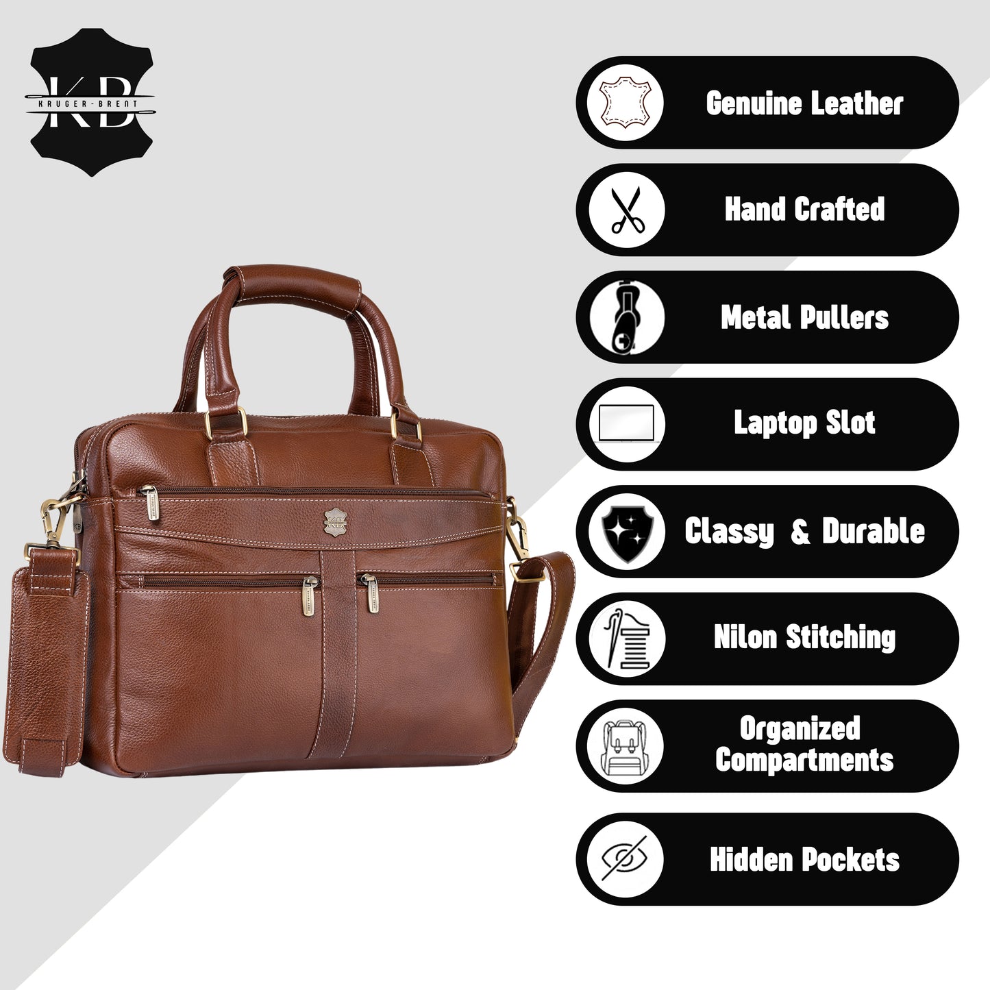 Kuger-Brent Terra Cognac Genuine Leather Unisex Messenger Bag