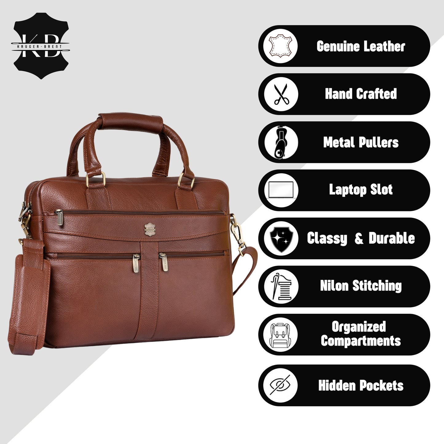 Kuger-Brent Terra Brown Genuine Leather Unisex Messenger Bag