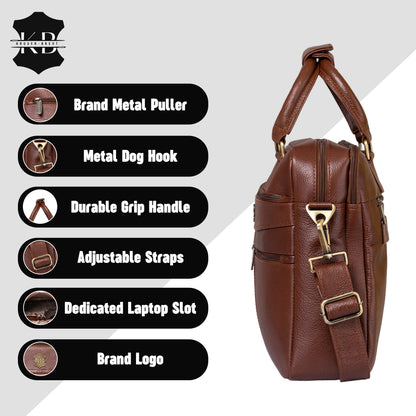 Kuger-Brent Terra Brown Genuine Leather Unisex Messenger Bag