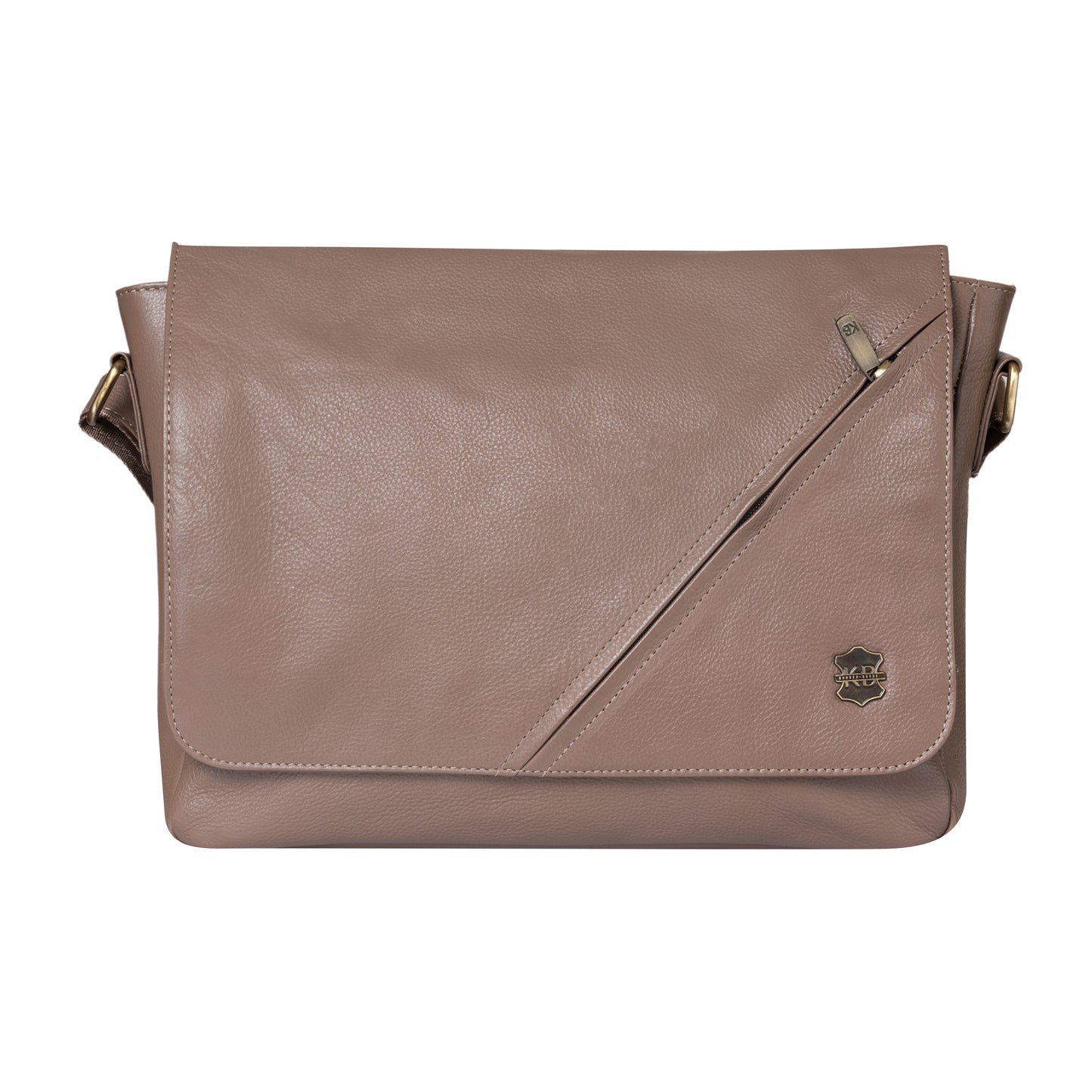 Kuger-Brent Hades Taupe Genuine Leather Unisex Messenger Bag