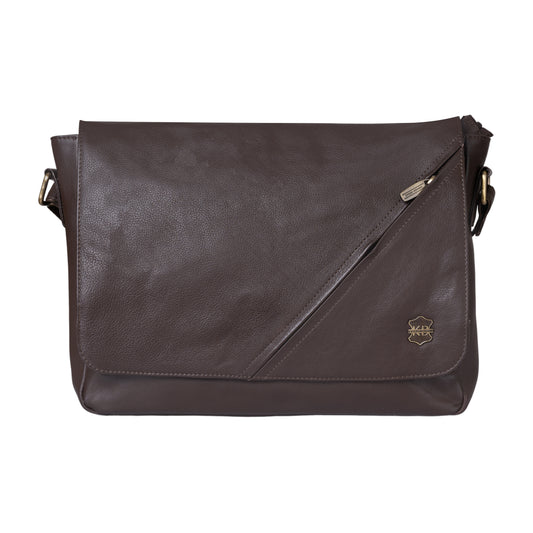 Kuger-Brent Hades Brown Genuine Leather Unisex Messenger Bag