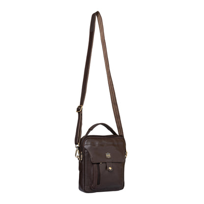 Kuger-Brent Zephyr Brown Genuine Leather Unisex Sling Bag