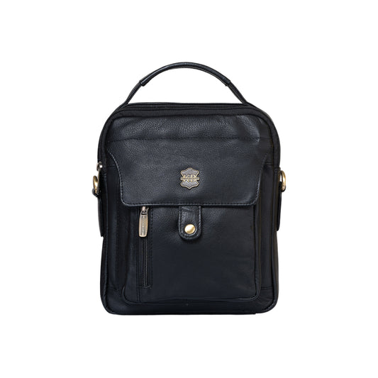 Kuger-Brent Zephyr Black Genuine Leather Unisex Sling Bag