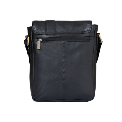 Kuger-Brent Prescott Black Genuine Leather Unisex Sling Bag