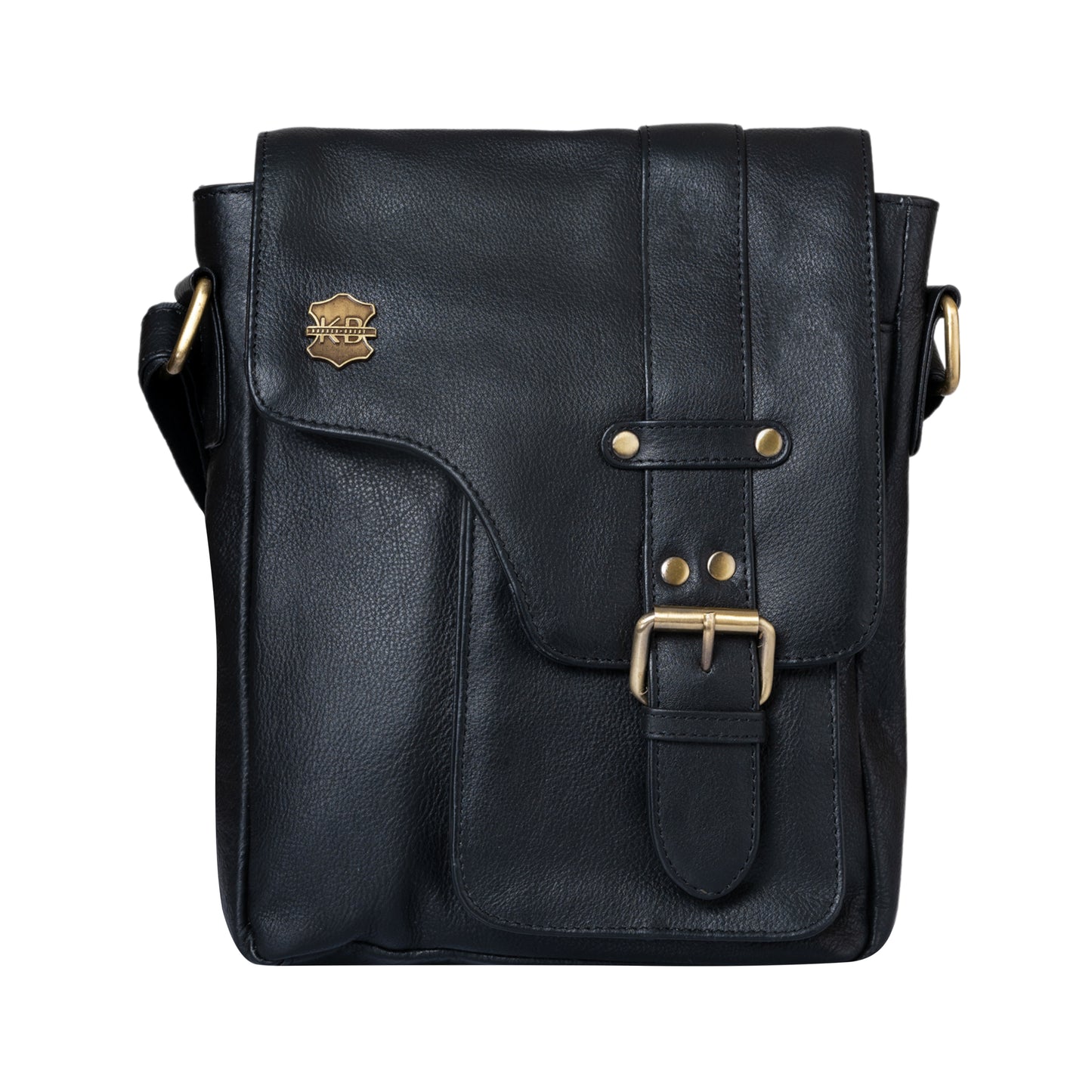 Kuger-Brent Prescott Black Genuine Leather Unisex Sling Bag