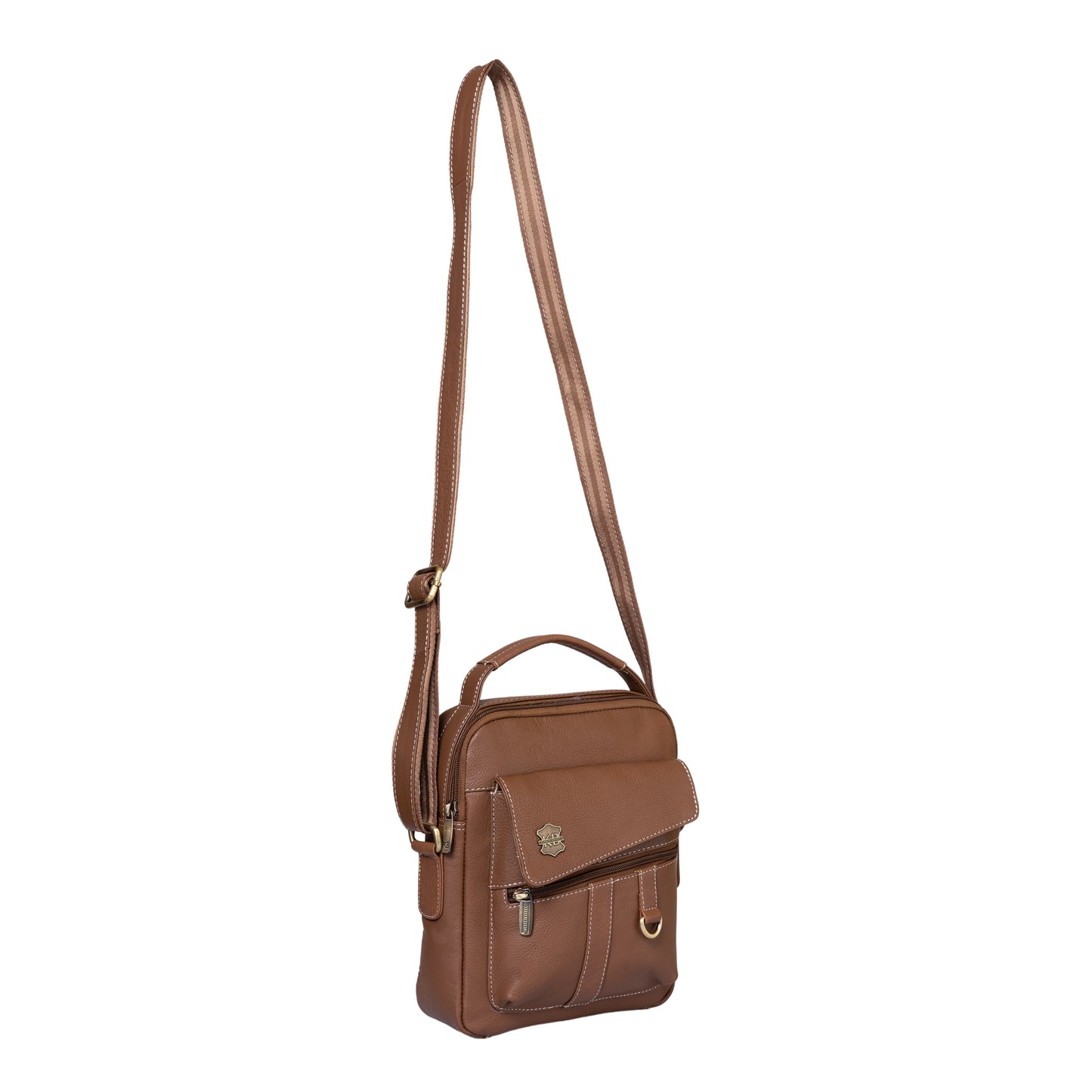 Kuger-Brent Levy Tan Genuine Leather Unisex Sling Bag