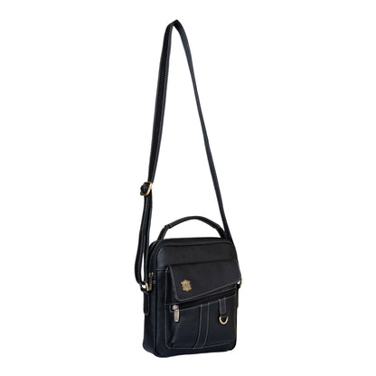 Kuger-Brent Levy Black Genuine Leather Unisex Sling Bag