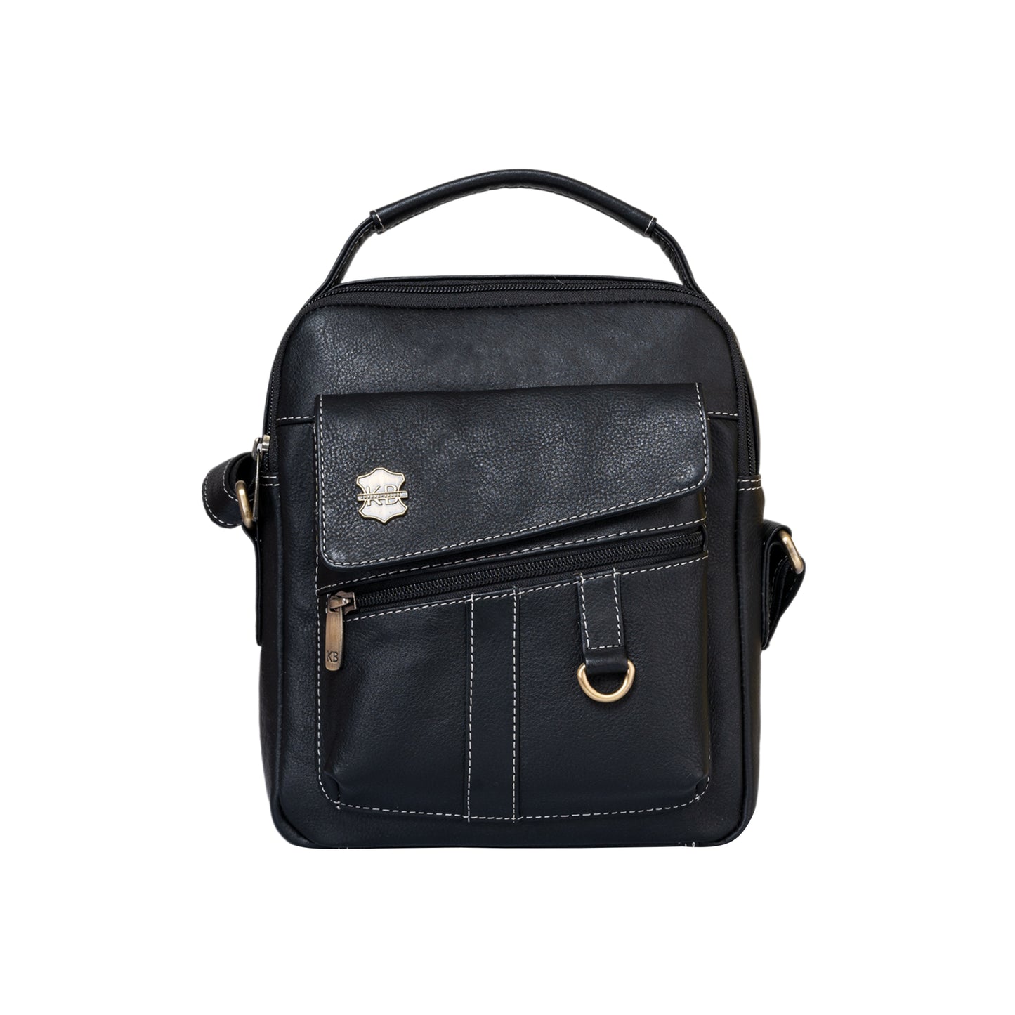 Kuger-Brent Levy Black Genuine Leather Unisex Sling Bag