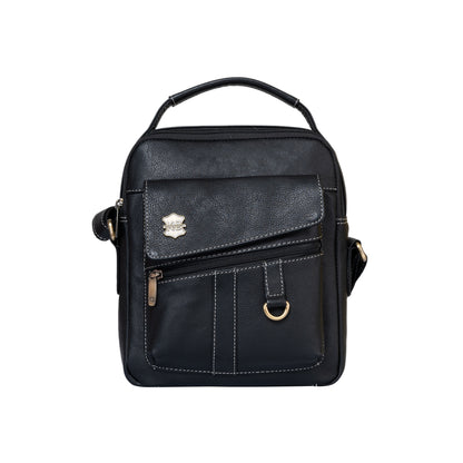 Kuger-Brent Levy Black Genuine Leather Unisex Sling Bag