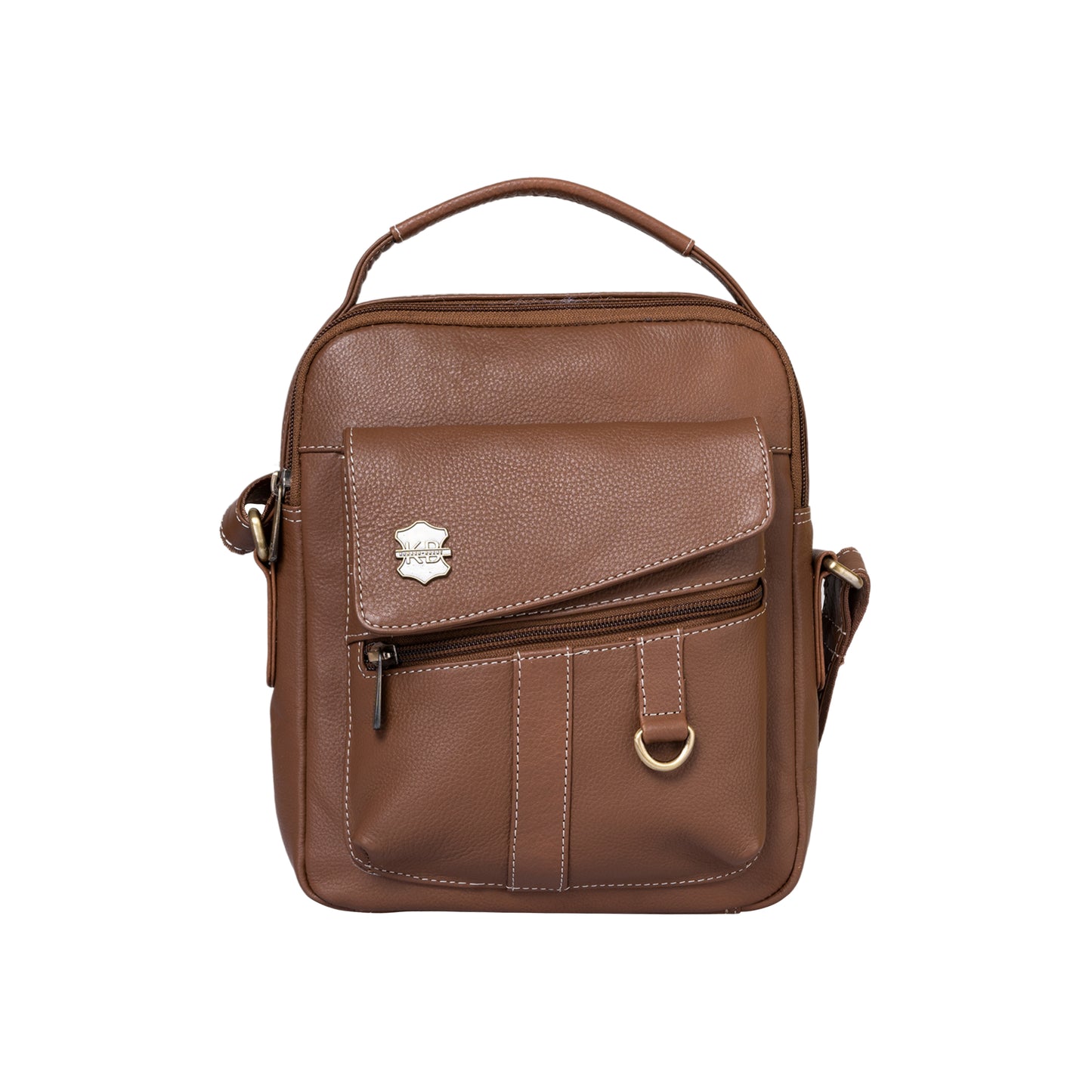 Kuger-Brent Levy Tan Genuine Leather Unisex Sling Bag