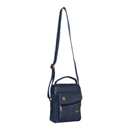 Kuger-Brent Levy Navy Genuine Leather Unisex Sling Bag