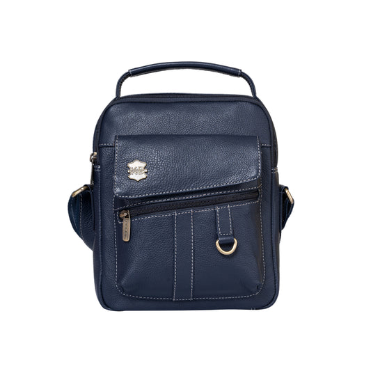 Kuger-Brent Levy Navy Genuine Leather Unisex Sling Bag
