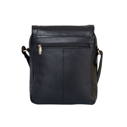 Kuger-Brent Euron Black Genuine Leather Unisex Sling Bag