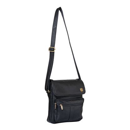 Kuger-Brent Euron Black Genuine Leather Unisex Sling Bag