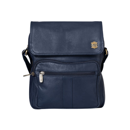 Kuger-Brent Euron Navy Genuine Leather Unisex Sling Bag