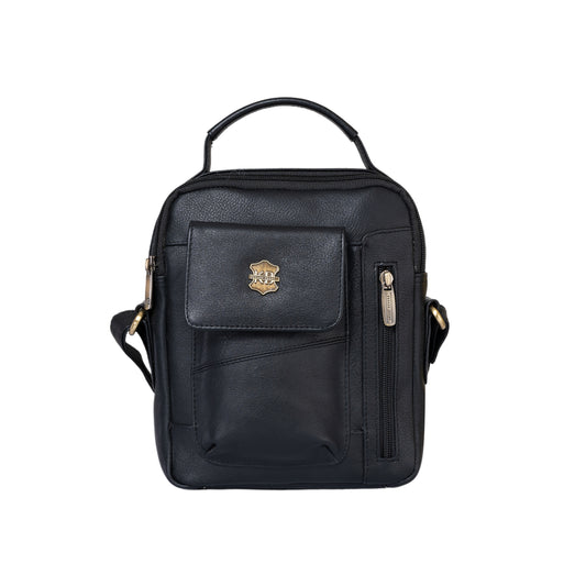 Kuger-Brent Vance Black Genuine Leather Unisex Sling Bag