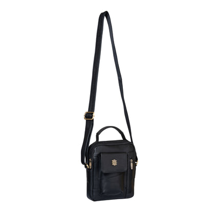 Kuger-Brent Vance Black Genuine Leather Unisex Sling Bag