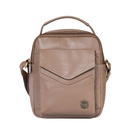 Kuger-Brent Ukizo Taupe Genuine Leather Unisex Sling Bag