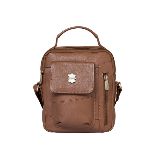 Kuger-Brent Vance Tan Genuine Leather Unisex Sling Bag