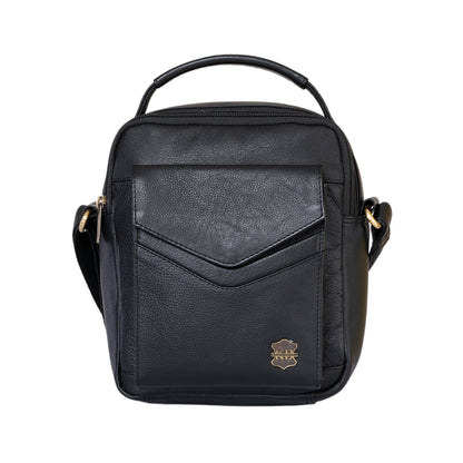 Kuger-Brent Ukizo Black Genuine Leather Unisex Sling Bag