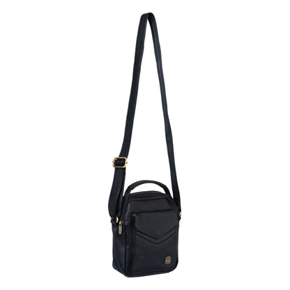 Kuger-Brent Ukizo Black Genuine Leather Unisex Sling Bag