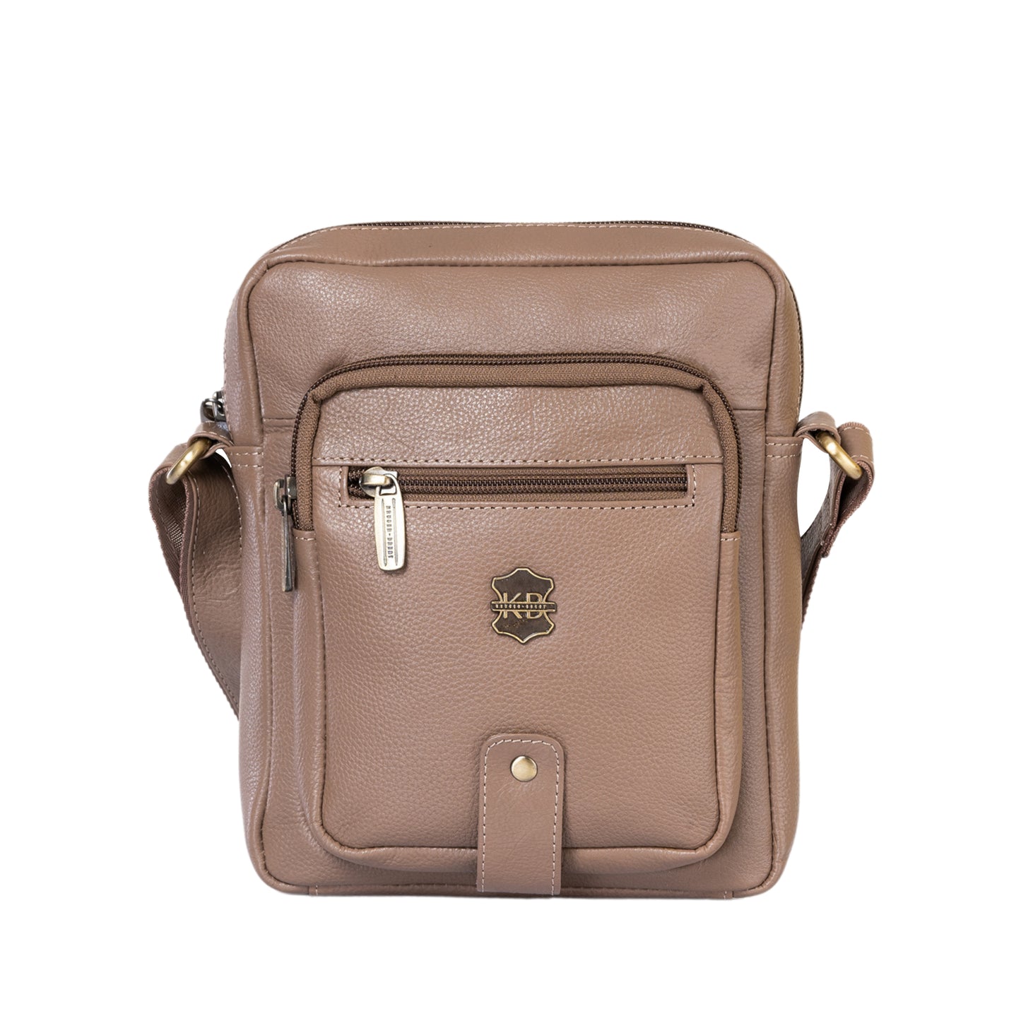 Kuger-Brent Citron Taupe Genuine Leather Unisex Sling Bag